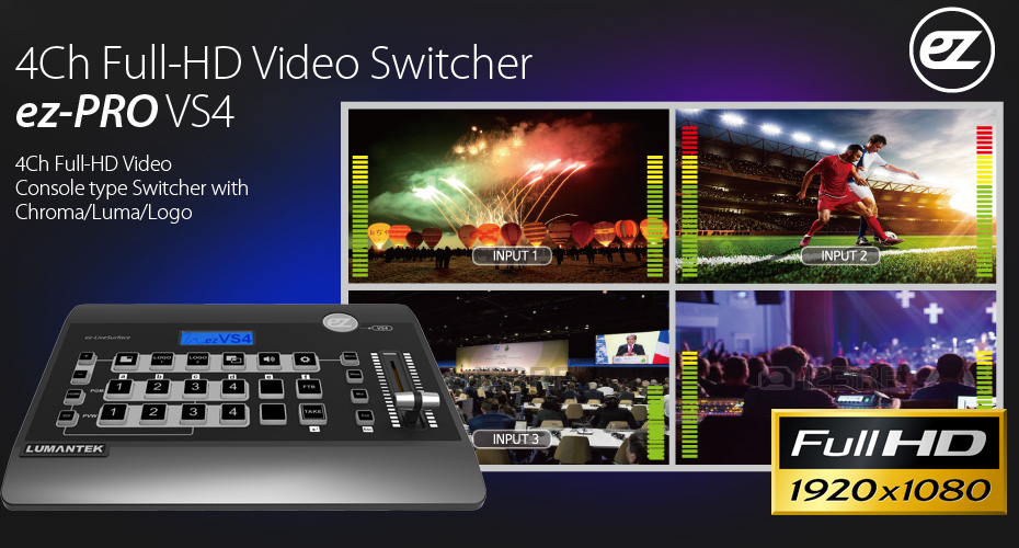 ez-Pro VS4 Full-HD Switcher 4CH HDMI & SDI Video Switching 3 YEAR Warranty