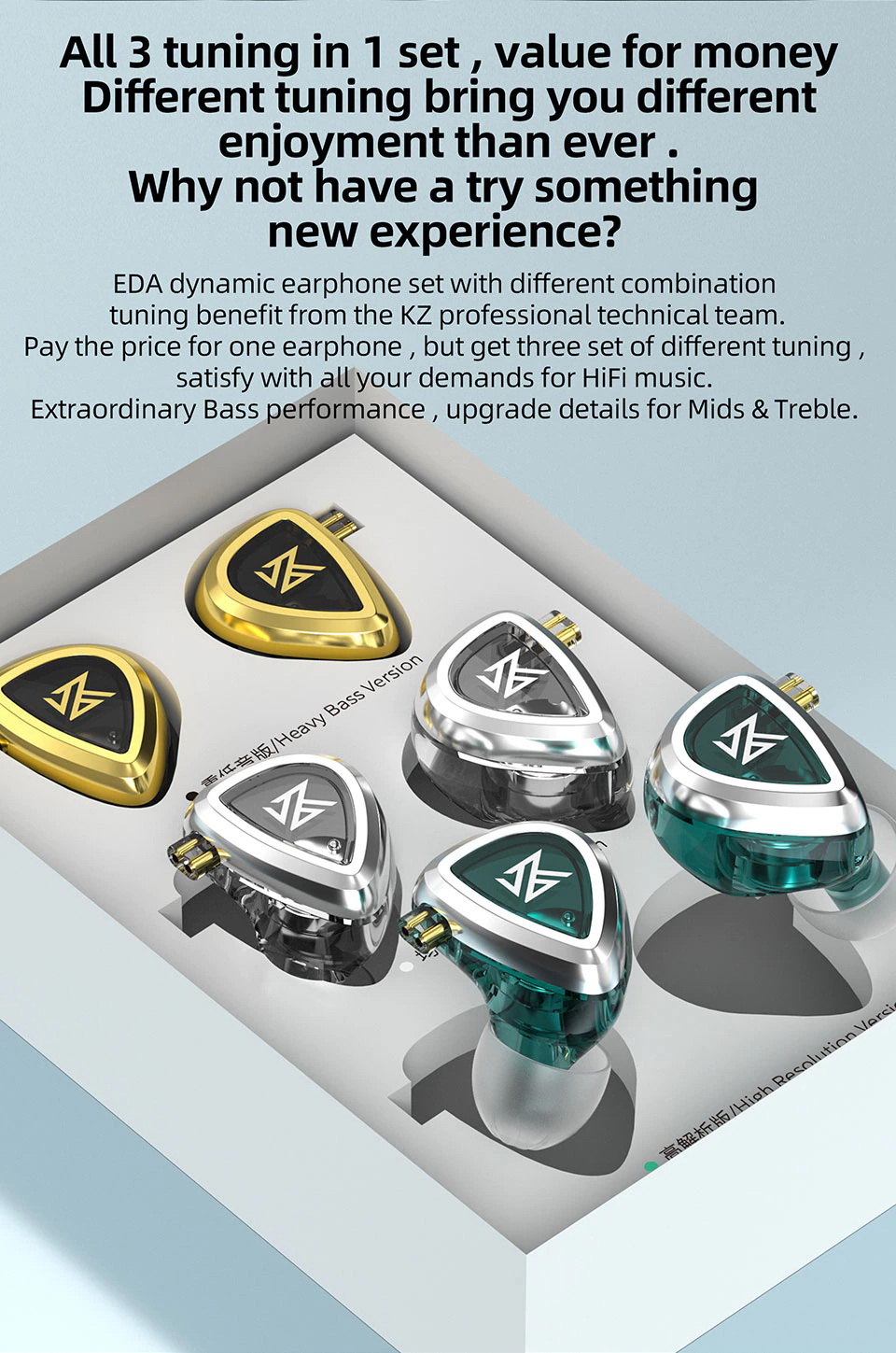 KZ EDA เซ็ตหูฟัง HiFi IEM ระดับมืออาชีพ ซื้อ 1 ได้ถึง 3 ประกันศูนย์ไทย