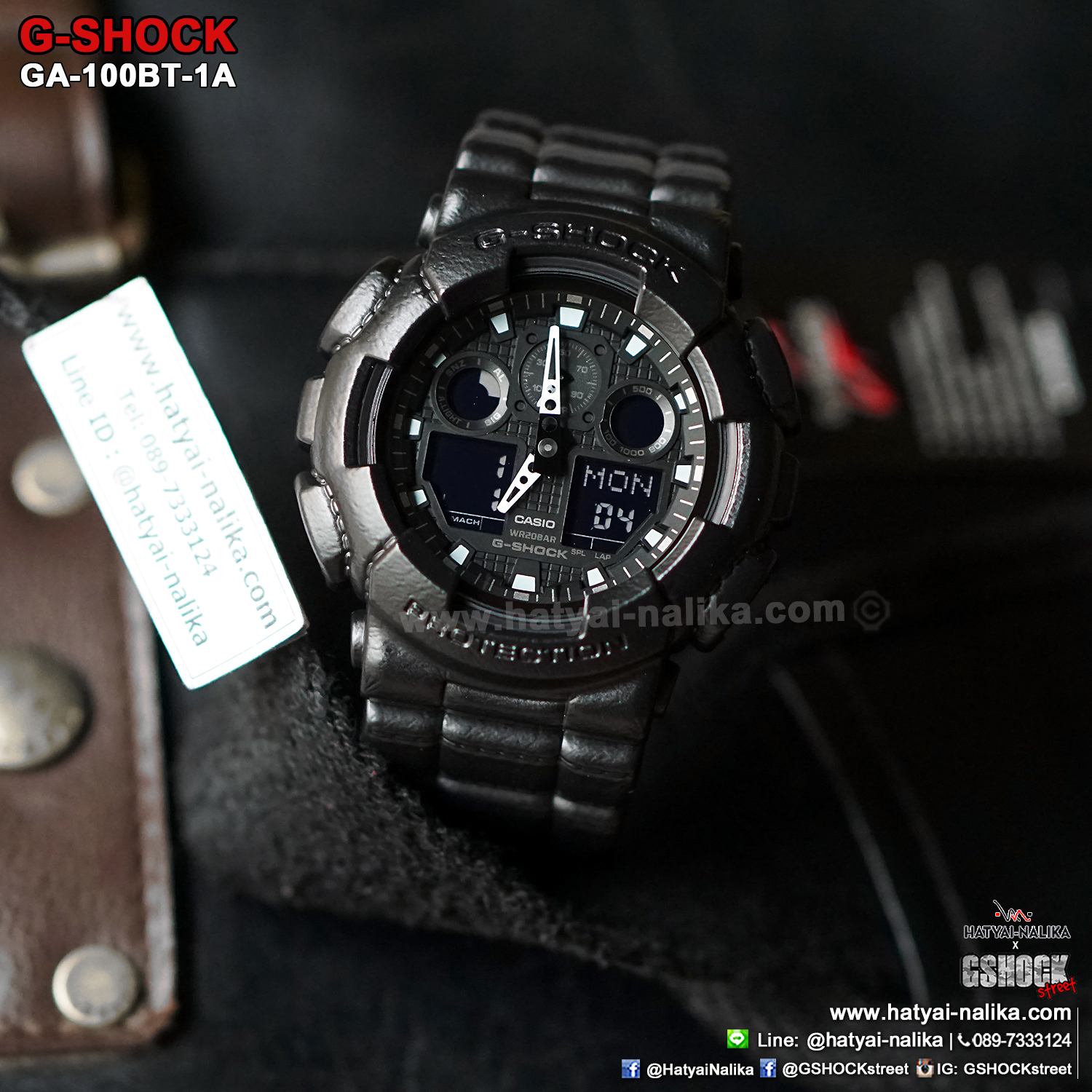 นาฬิกา Casio G-Shock Limited Black Leather Texture series รุ่น GA-100BT-1A ของแท้ รับประกัน1ปี