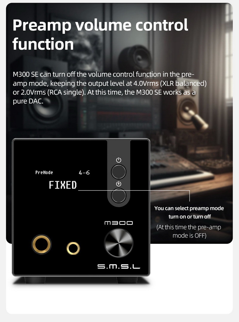 ขาย SMSL M300 SE DAC/AMP ตั้งโต๊ะ ชิป CS43131*2 รองรับ MQA, Bluetooth5.0 ประกันศูนย์ไทย