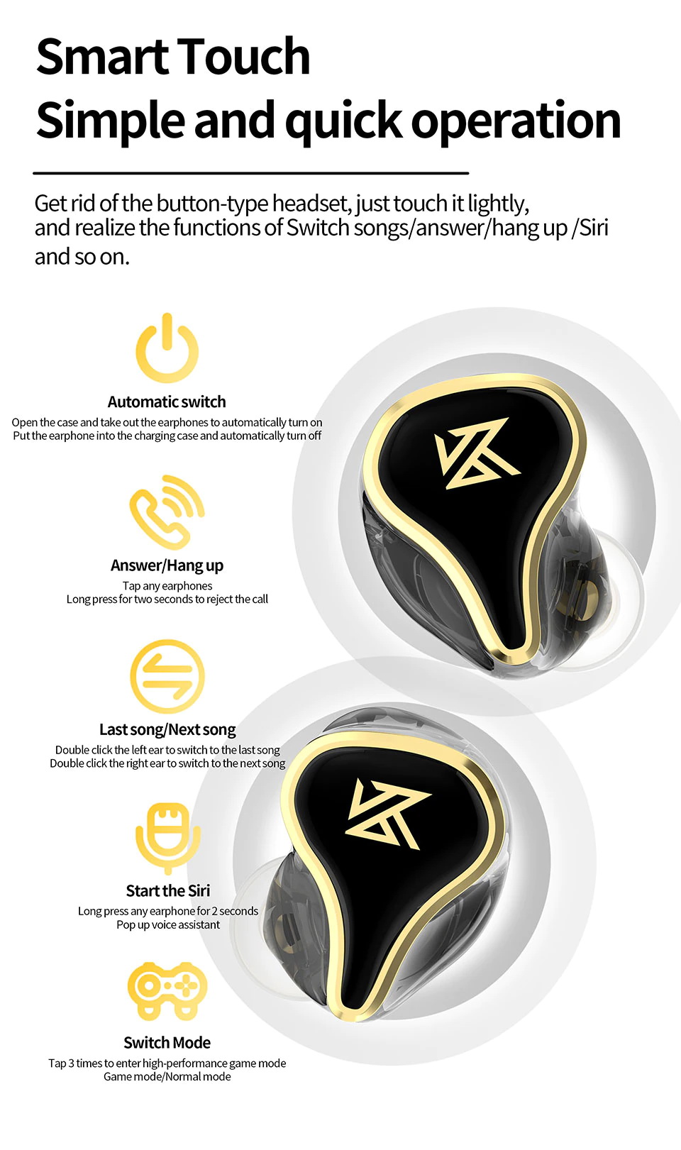 KZ SK10 PRO หูฟัง TWS 2 ไดรเวอร์ 1BA+1DD ประกันศูนย์ไทย