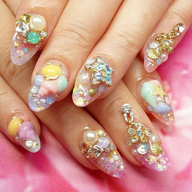 ลายเล็บ เปลือกหอย,shell nails,ลายเพ้นท์เล็บ เปลือกหอย