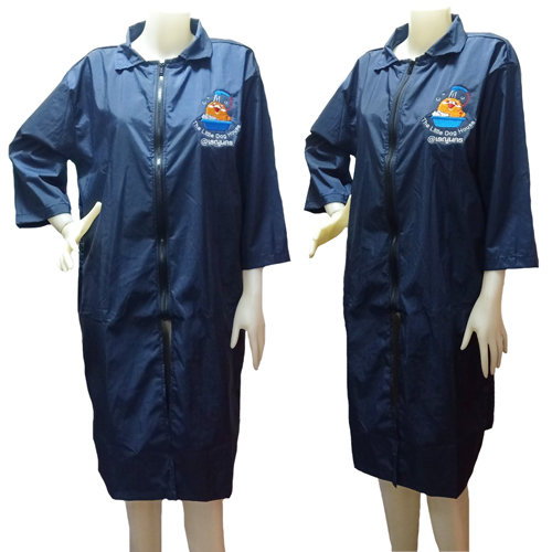 Dogtalog Groomer Apparel เสื้อคลุมผ้าร่ม เสื้อคลุมตัดขน เสื้อคลุมช่าง เสื้อคลุมกันเปื้อน สีกรมท่า