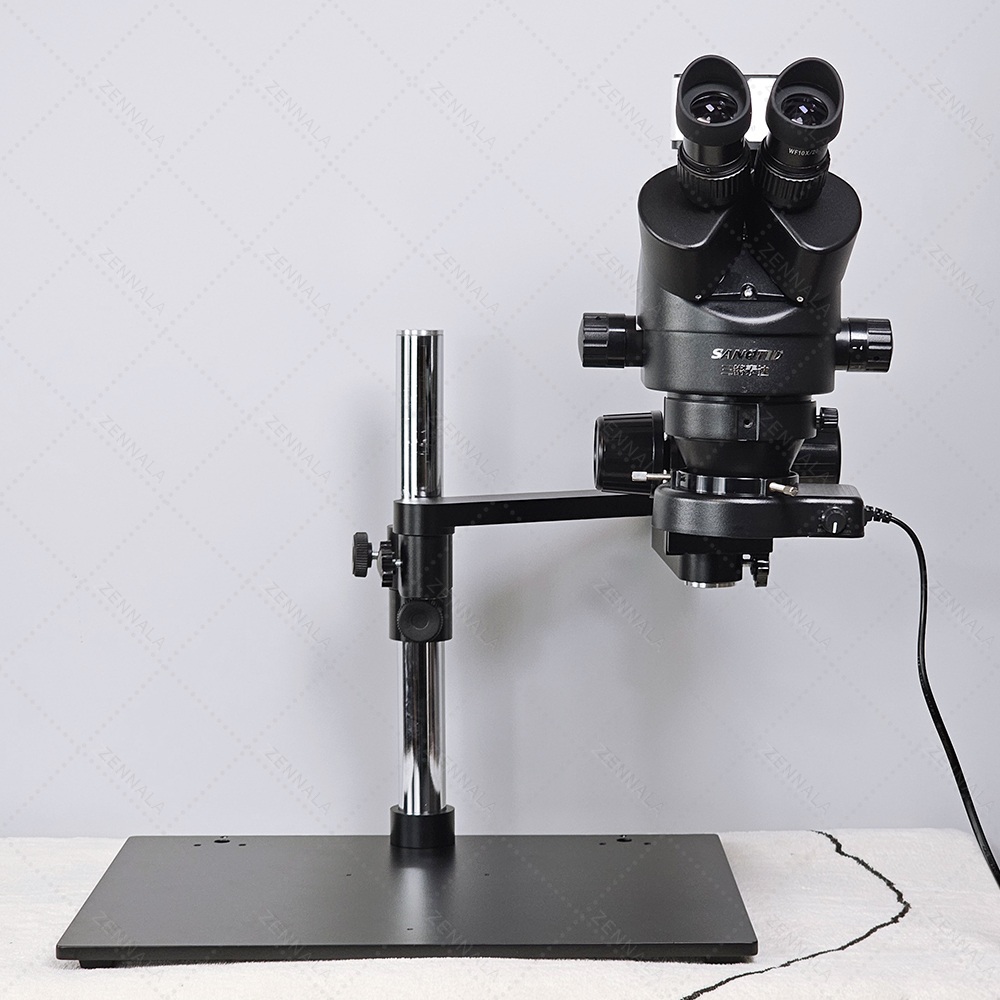 กล้องจุลทรรศน์ แบบมีแขน 360 องศา SANQTID trinocular stereo 7-45x กล้อง 2K รุ่น ZRA-45-2K