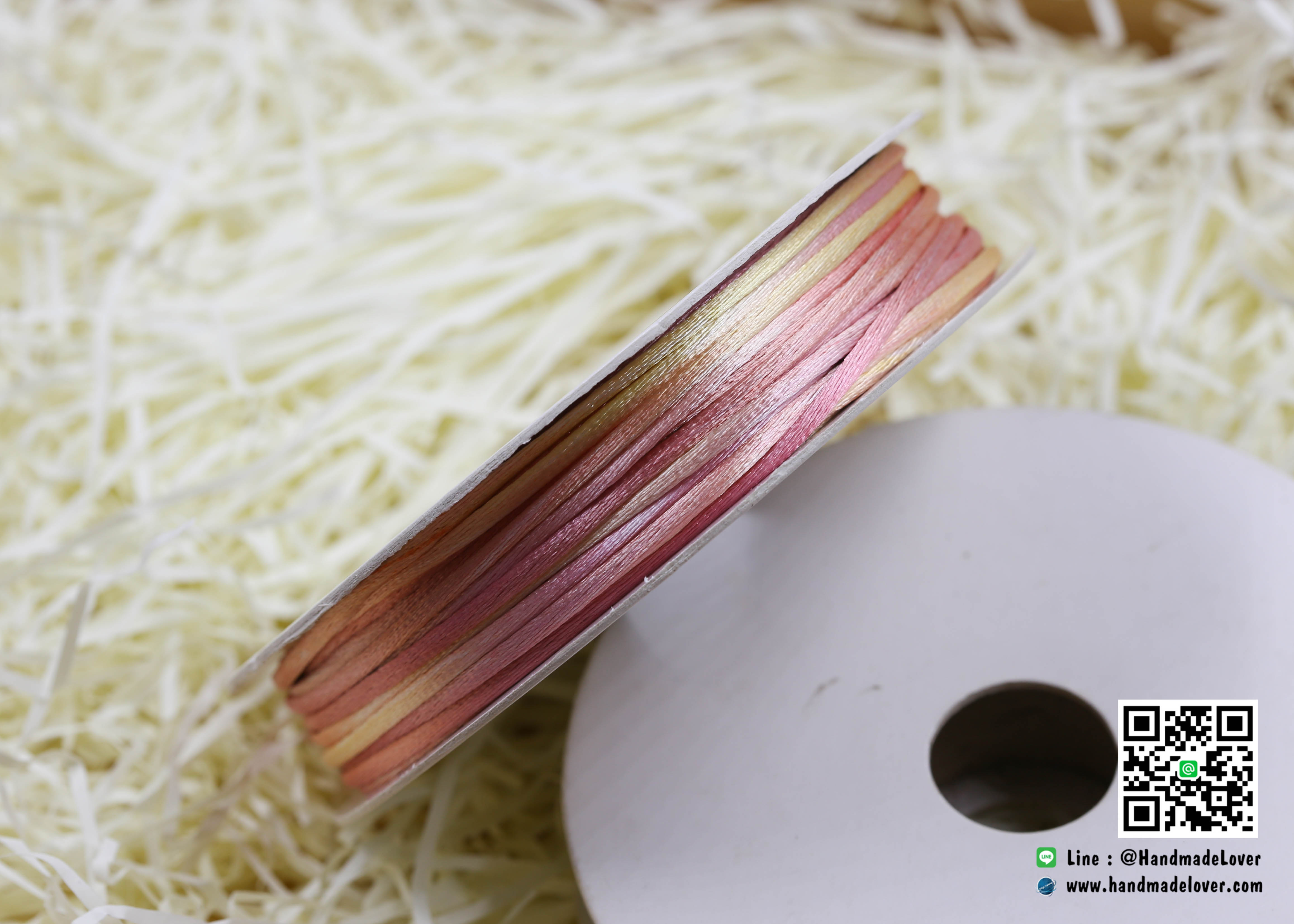 เชือกหางหนู สีรุ้งโทนชมพู พาสเทล [17] ขนาด 2 มิล [อย่างดี เนื้อนุ่ม]