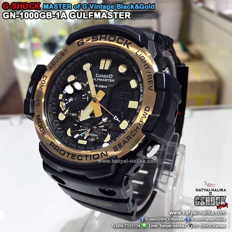 นาฬิกา Casio G-Shock GULFMASTER Twin Sensor Vintage Black&Gold series รุ่น GN-1000GB-1A ของแท้ รับประกัน1ปี