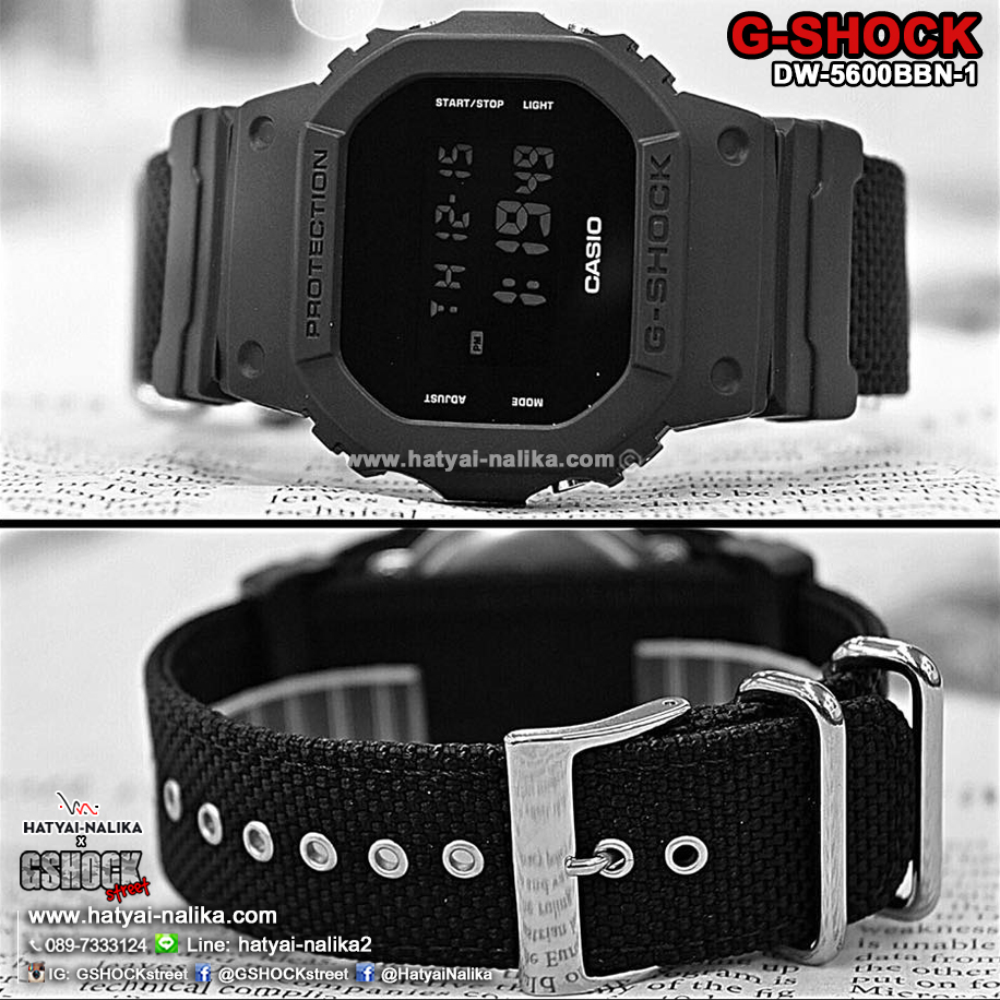 นาฬิกา Casio G-Shock Limited Black out Basic Nilon band series รุ่น DW-5600BBN-1 ของแท้ รับประกัน1ปี