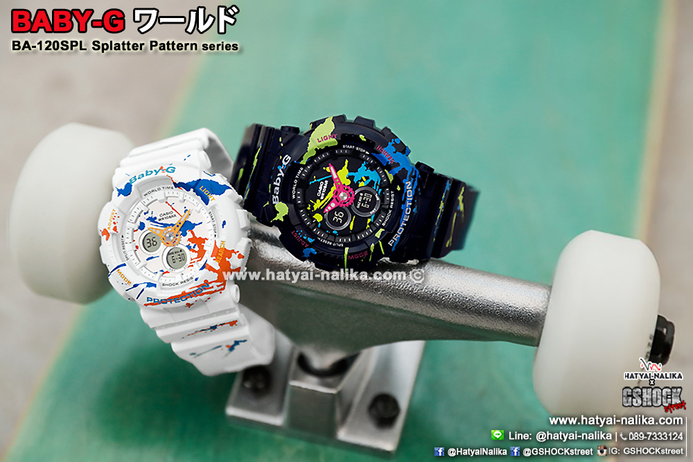 นาฬิกา Casio Baby-G BA-120SPL Splatter Pattern series รุ่น BA-120SPL-7A ของแท้ รับประกัน1ปี