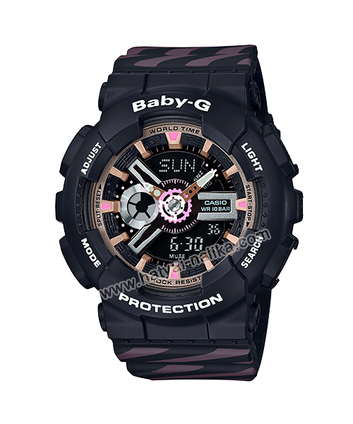 นาฬิกา Casio Baby-G BA-110CH CHANCE series รุ่น BA-110CH-1A (สีดำสายลายริบบิ้น) ของแท้ รับประกัน1ปี