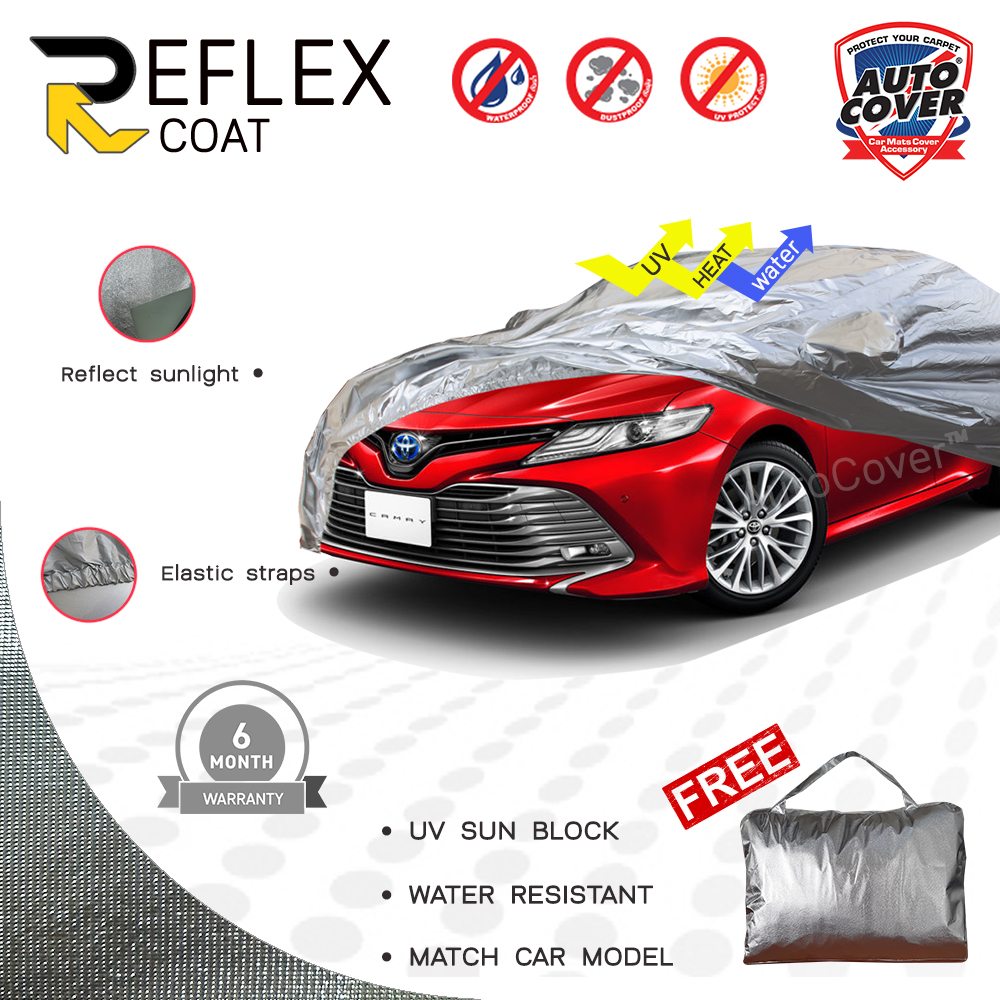 ผ้าคลุมรถเข้ารูป 100% รถ TOYOTA NEW CAMRY ปี 2019-2022 ผ้าคลุมรถกันแดด กันไอร้อน กันน้ำ รุ่น REFLEX COAT