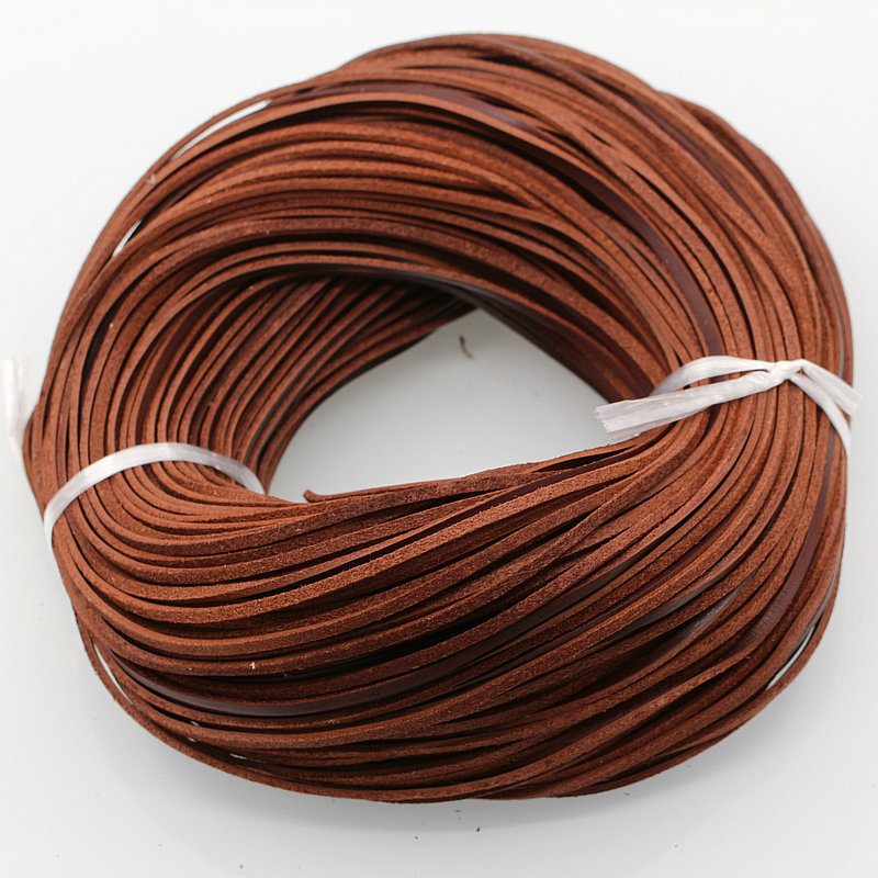 หนังแท้ สีน้ำตาลไหม้ ขนาด กว้าง 3 mm.