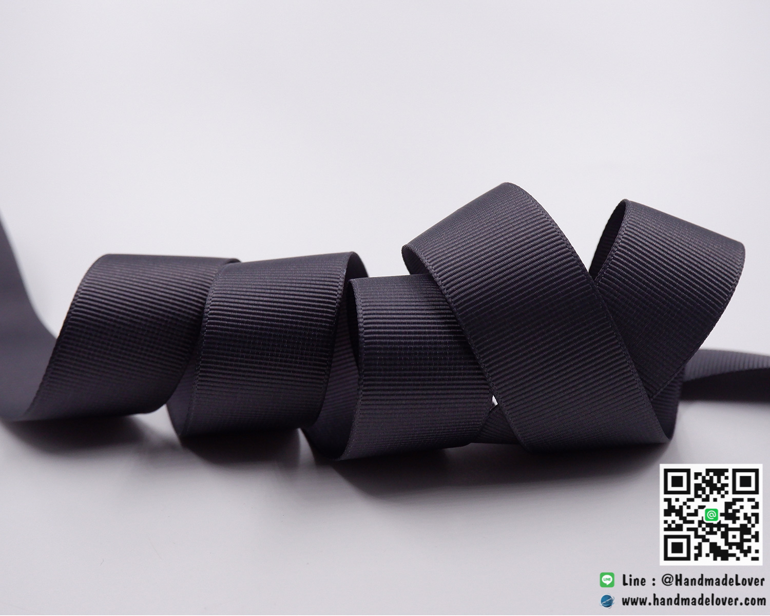 ริบบิ้นผ้า กรอสเกรน สีเทาเข้ม [077] ขนาด 25 mm. [สีพื้น] [สินค้าหมวดไว้ทุกข์]