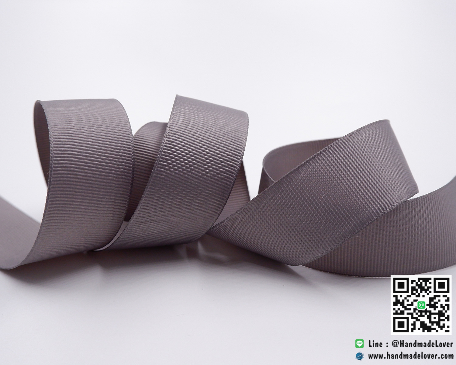 ริบบิ้นผ้า กรอสเกรน สีเทา ขนาด 25 mm. [สีพื้น] [สินค้าหมวดไว้ทุกข์]