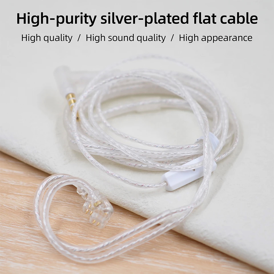 ขาย KZ New Silver สายอัพเกรดหูฟังชุบเงินถัก สาย Flat รุ่นล่าสุด