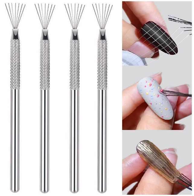 ปากกาโลหะวาดเส้น 7 เข็ม สำหรับเพ้นท์เล็บ วาดลายเส้น ดึงสีเจลใยแมงมุม #อุปกรณ์ทำเล็บ