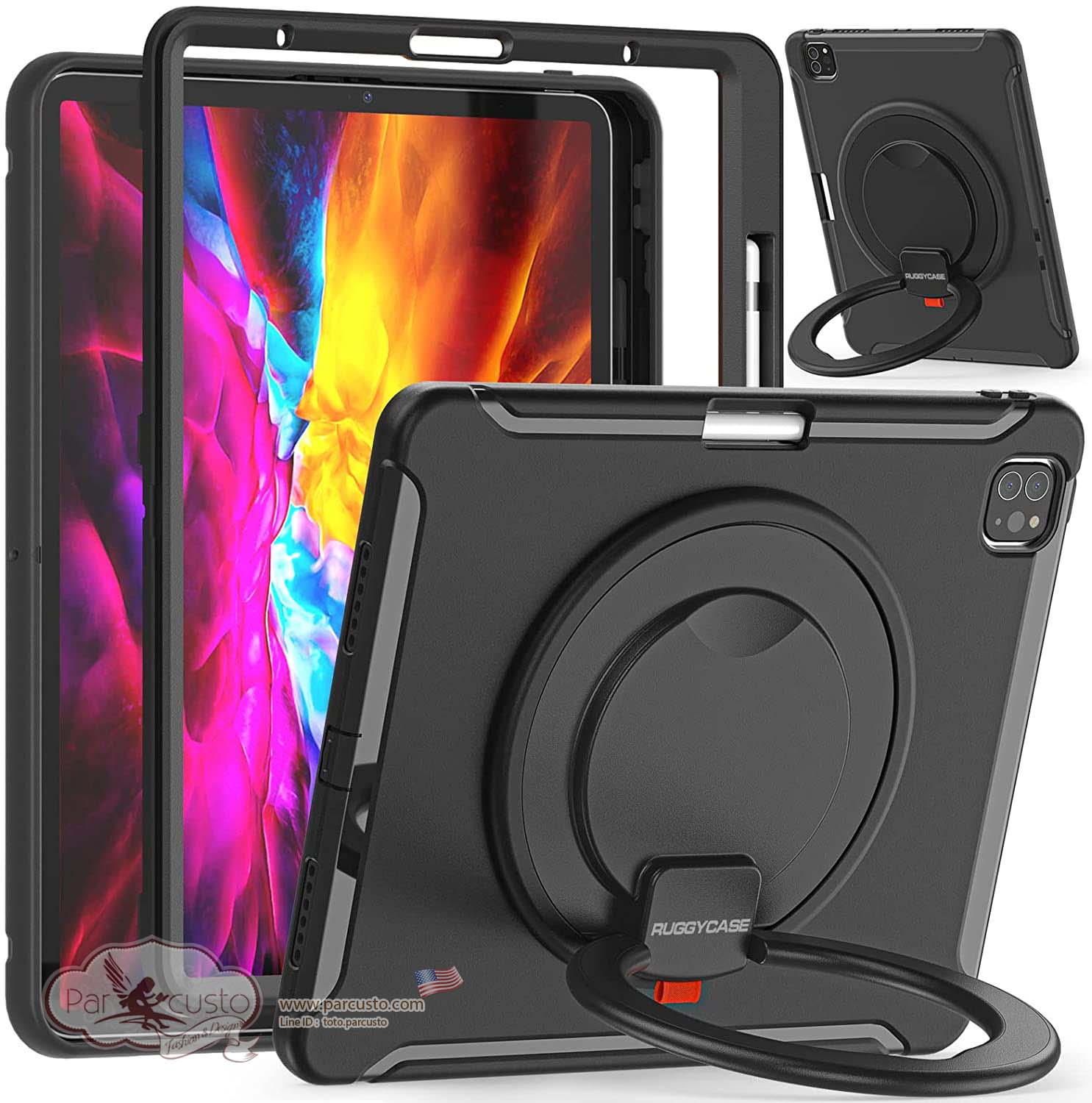 เคสกันกระแทก Apple iPad Pro 12.9 inch 5th 2021 [360 Degrees Rotation Stand]จาก RUGGYCASE [Preorder USA]
