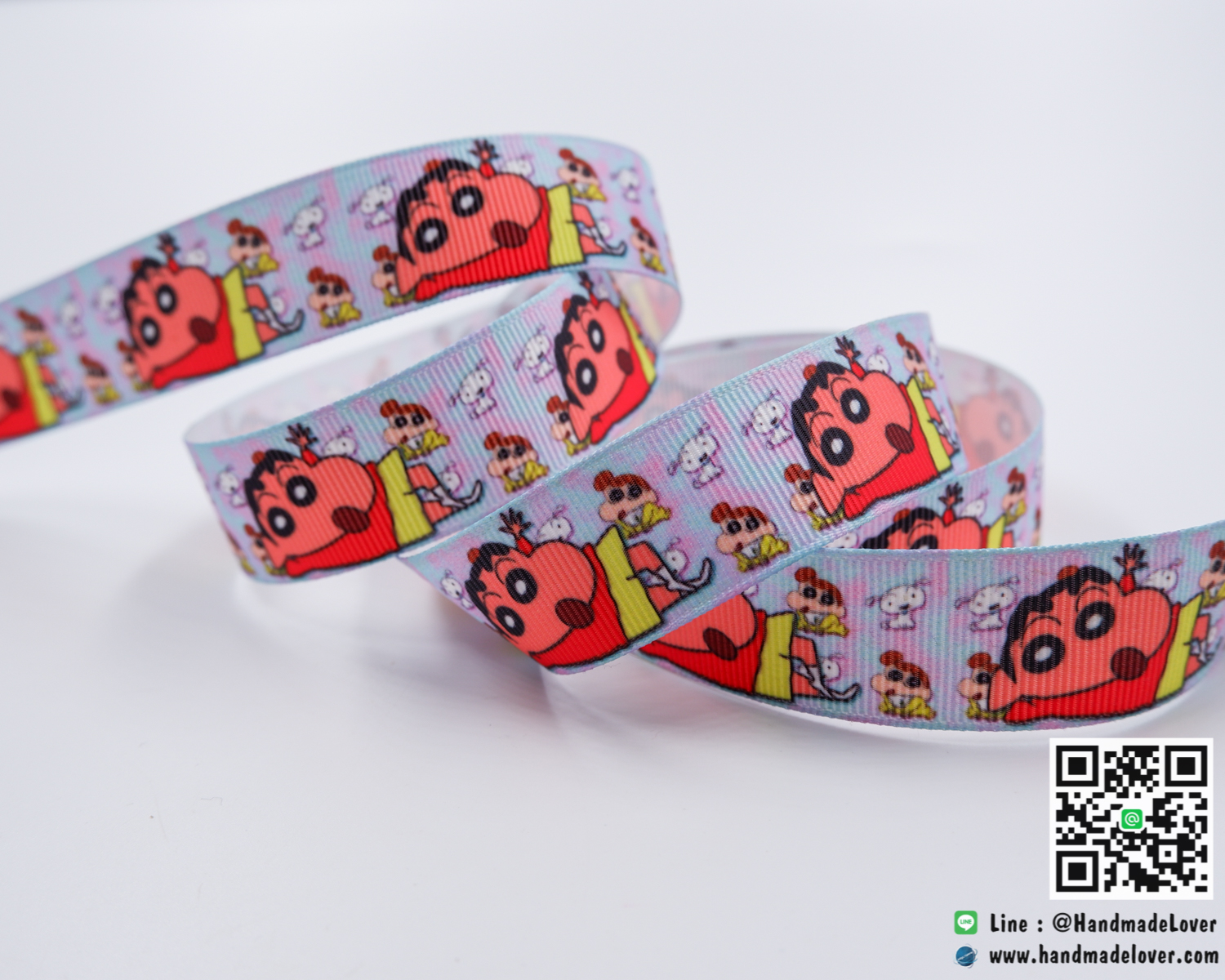 ริบบิ้นผ้า พิมพิ์ลายการ์ตูน ชินจัง ขนาด 22 มิล