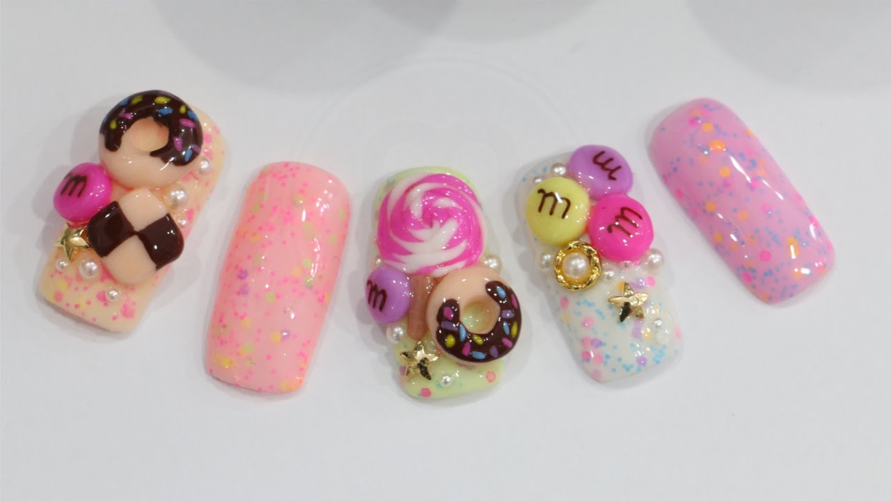 ปั้นนูนเจล3D ลายขนมและอมยิ้ม Sweets 3D Gel Nail art