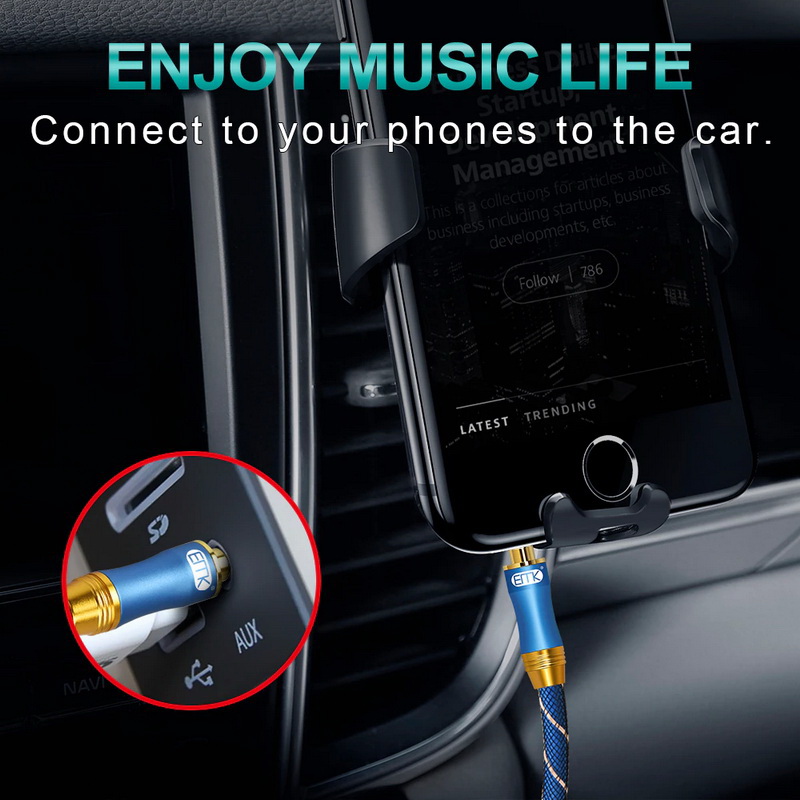 ขาย ERTK NEW AUX Blue สาย Aux 3.5 เป็น 3.5 สายถักหนังงู สำหรับเครื่องเสียง