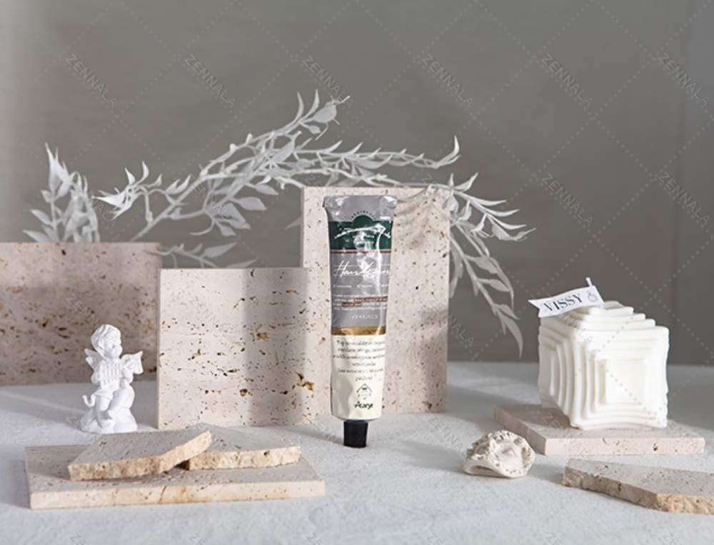 พร็อพแผ่นหินตัด Travertine พร็อพถ่ายรูป Stone Display Prop มี 2 สี 2 ขนาดให้เลือก