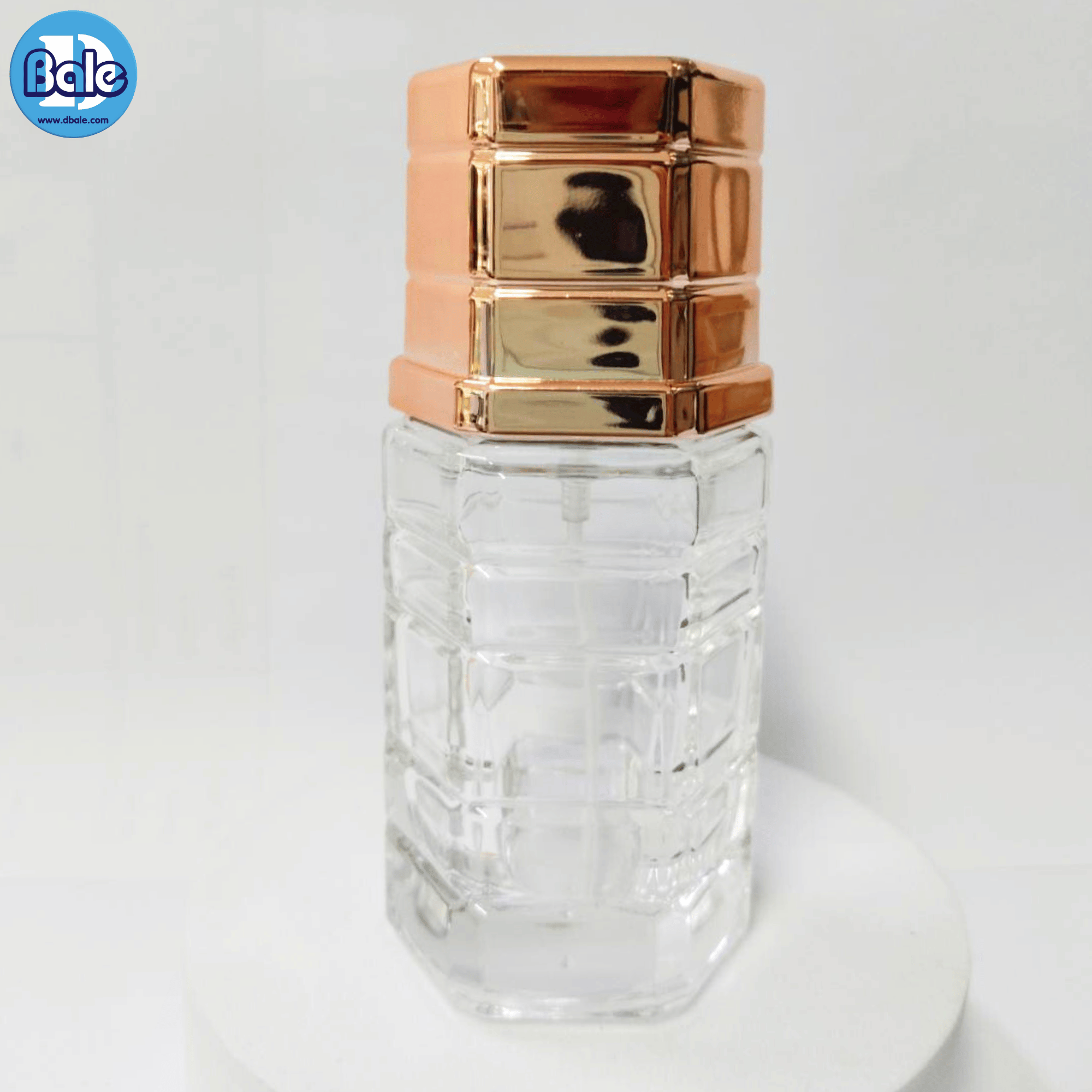 jpf192 30ml. ขวดแก้วน้ำหอมอัลกาบันชี สีใสฝาพิงค์โกลด์