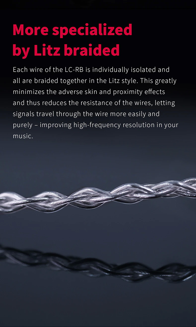 FiiO LC-RB สายอัพเกรดหูฟังทองแดงผลึกเดี่ยวชุบเงินถัก เปลี่ยนหัวแจ๊คได้