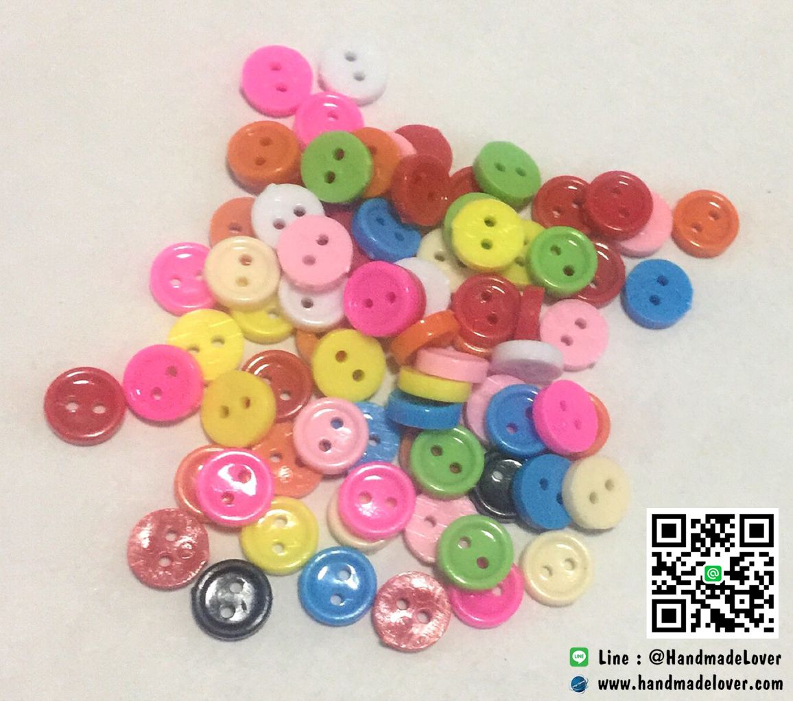 กระดุมพลาสติกจิ๋ว ขนาด 7 mm (แพ็ค 200 เม็ด คละสี)