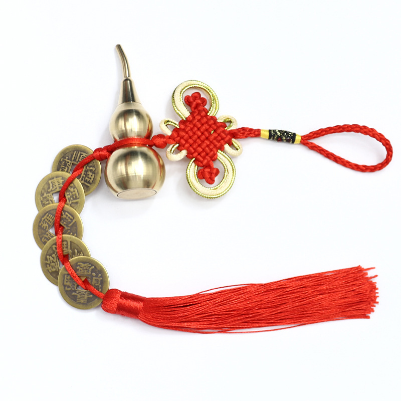 พู่แดงห้อยเหรียญจีน 5 จักรพรรดิ + น้ำเต้า มีหลายแบบให้เลือก