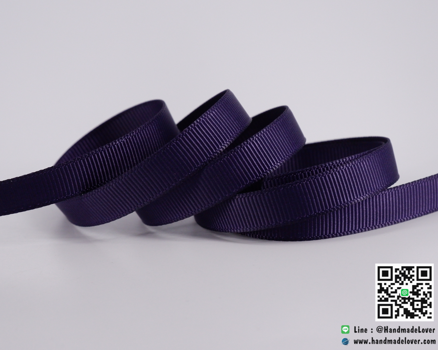 ริบบิ้นผ้า กรอสเกรน สีม่วงเข้ม ขนาด 9 มิล