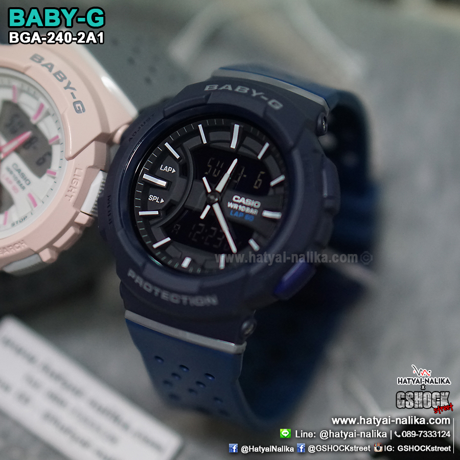 นาฬิกา Casio Baby-G for Running BGA-240 series Twotone Color Block รุ่น BGA-240-2A1 (Navy) ของแท้ รับประกัน1ปี