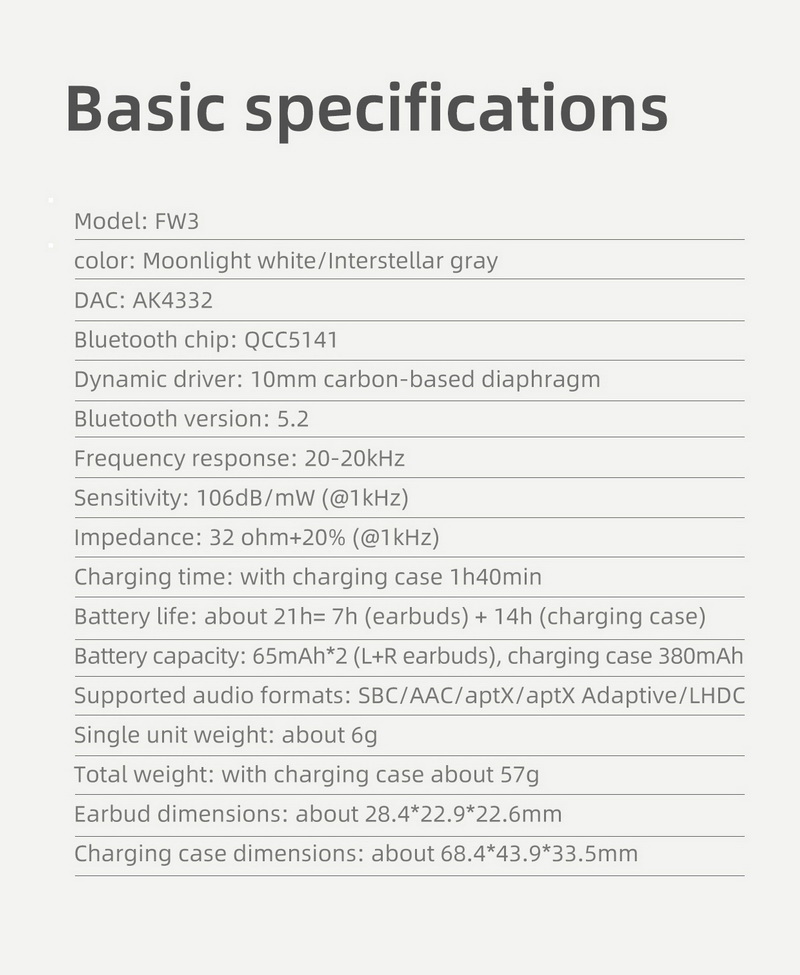 FiiO FW3 หูฟัง TWS พร้อมชิป DAC AK4332 ในตัว ประกันศูนย์ไทย