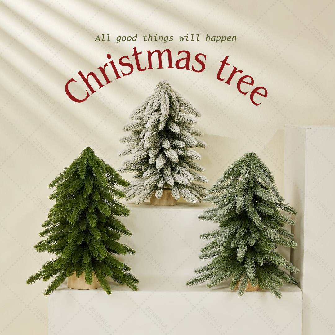 ต้นคริสต์มาส ขนาดตั้งโต๊ะ ฐานไม้ ขนาด 40cm.