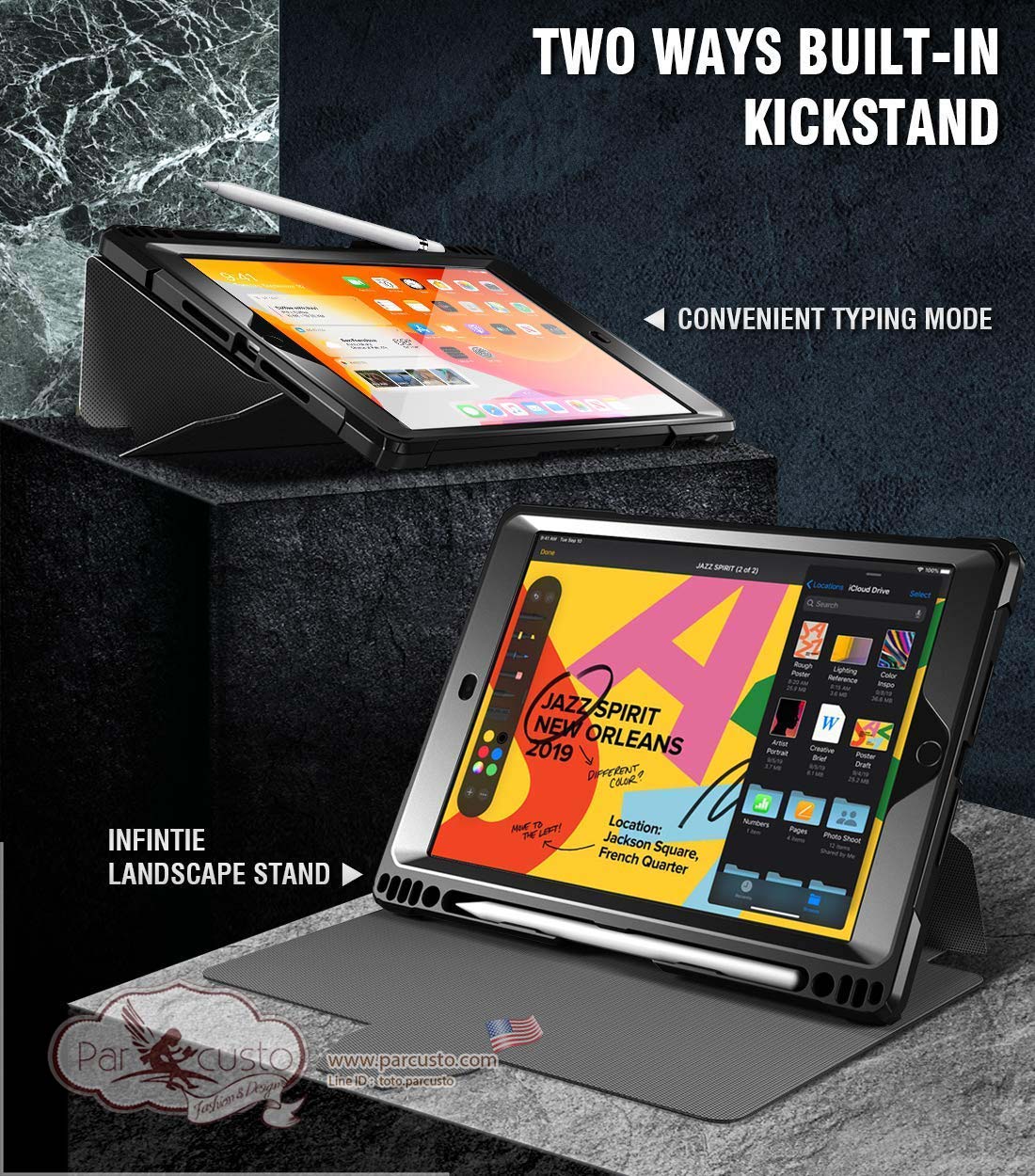 เคสกันกระแทก Apple iPad 10.2 2019 (iPad 7th) [Tough 360 Degree Stand Folio Cover ] จาก POETIC [Pre-order USA]