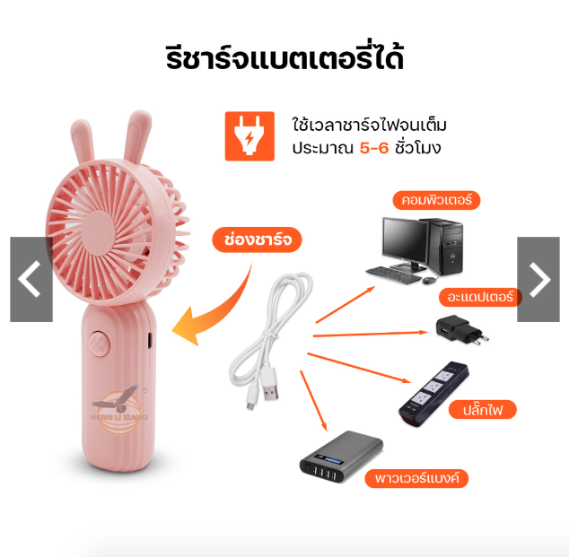 พัดลมมินิ ดีไซน์น่ารัก สามารถชาร์จ USB ได้ เล็กกะทัดรัดพกพาสะดวก Mini Portable Fan พัดลม เล็ก สีพาสเทล HL02