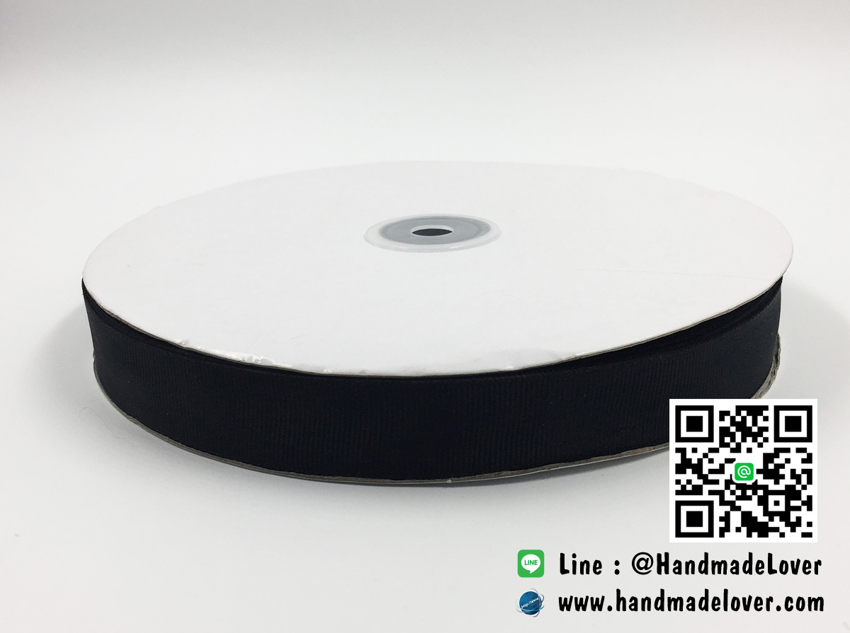 ริบบิ้นผ้า กรอสเกรน สีดำ ขนาด 13 มิล [ม้วน 100 หลา][สินค้าหมวดไว้ทุกข์]