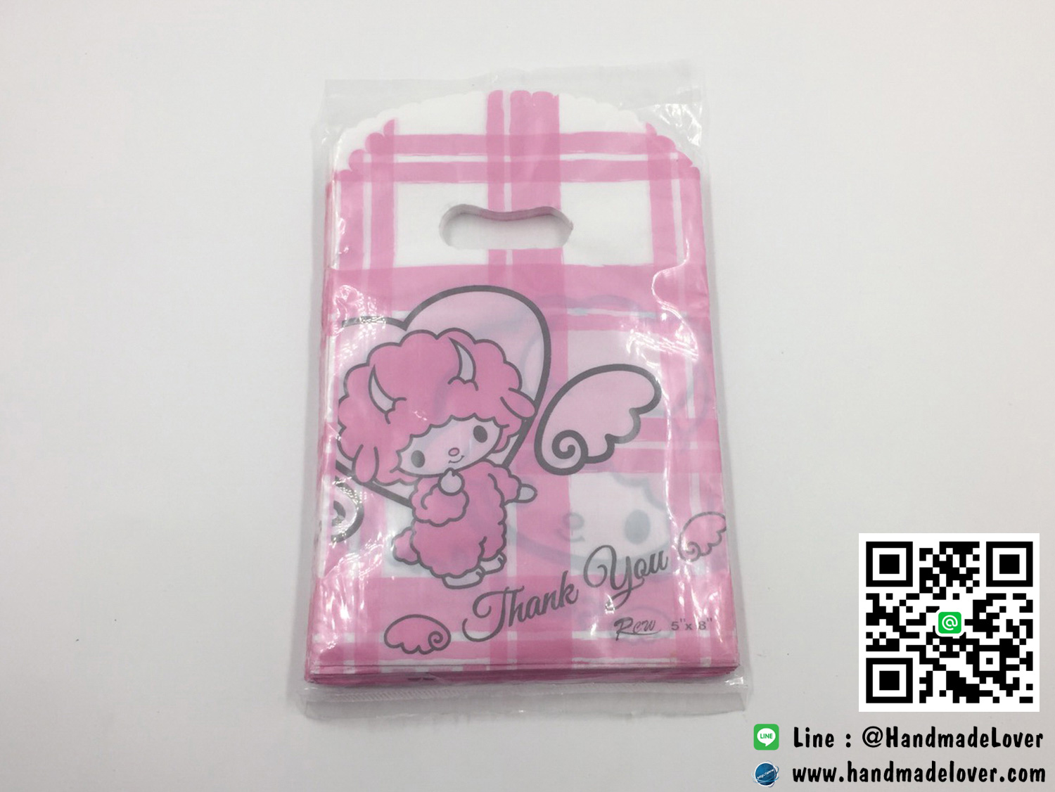 ถุงพลาสติก สีชมพู ลายการ์ตูนใหญ่ ลาล่า ขนาด 5*8 นิ้ว [แพ็ค 100 ชิ้น]