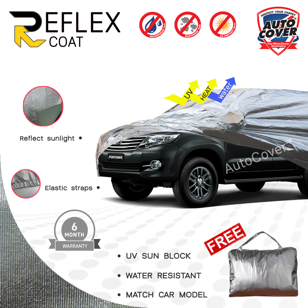 ผ้าคลุมรถเข้ารูป 100% รถ TOYOTA FORTUNER ปี 2005-2014 ผ้าคลุมรถกันแดด กันไอร้อน กันน้ำ รุ่น REFLEX COAT