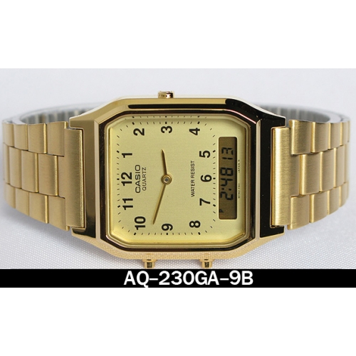 นาฬิกา คาสิโอ Casio STANDARD DIGITAL Vintage รุ่น AQ-230GA-9B ของแท้ รับประกัน1ปี