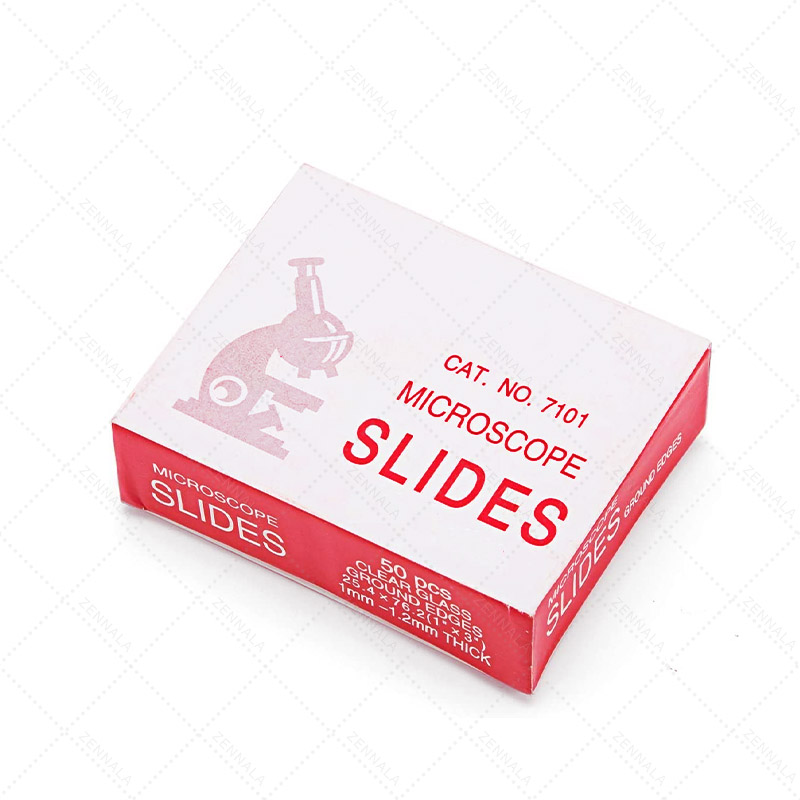 กระจกสไลด์ หนา 1 mm สี่เหลี่ยมผืนผ้า 1 กล่อง 50 แผ่น