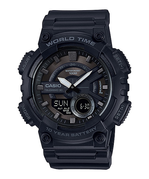 นาฬิกา Casio 10 YEAR BATTERY รุ่น AEQ-110W-1BV (Black Out) ของแท้ รับประกัน 1 ปี
