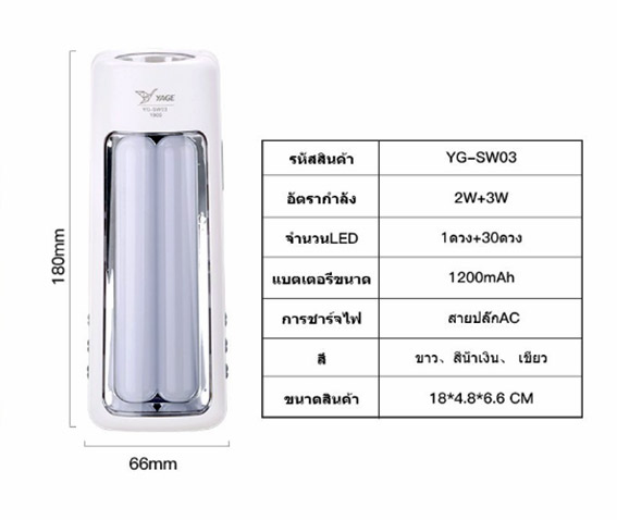ไฟฉาย รุ่น YG-SW03 ไฟฉาย ไฟฉายพกพา light ไฟฉาย+ไฟนิออนส่องสว่าง LED พร้อมหูแขวนอเนกประสงค์พกพาสะดวก