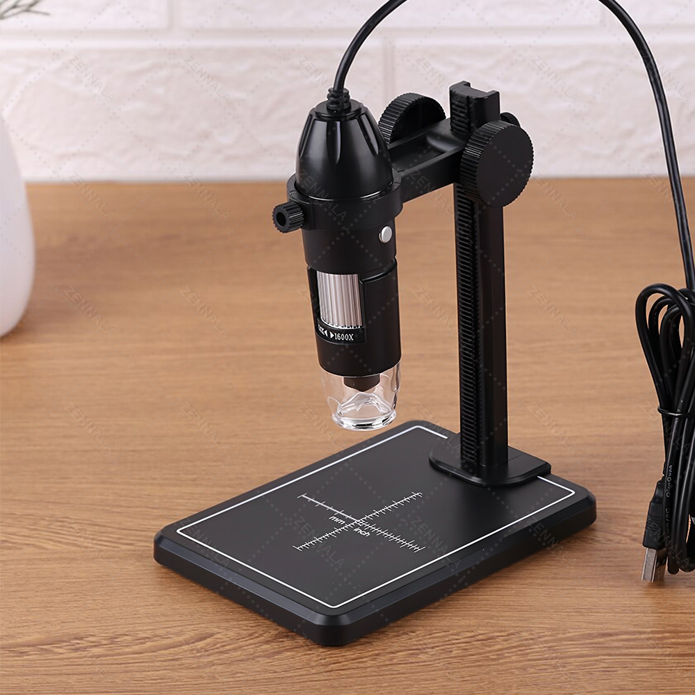 กล้องจุลทรรศน์ USB/micro/typeC 1600X mobile-PC แบบขาตั้ง + ฐานวางวัตถุ รุ่น DG02