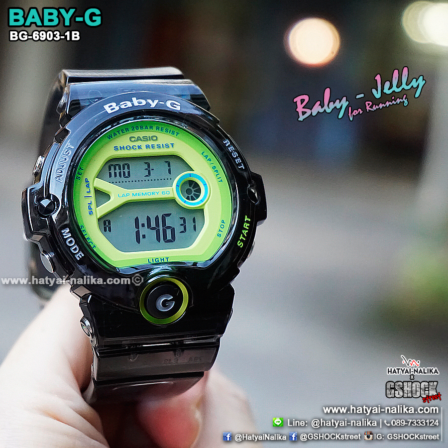 นาฬิกา Casio Baby-G BG-6903 Jelly series รุ่น BG-6903-1B สีดำใส "Black Jelly" ของแท้ รับประกัน1ปี
