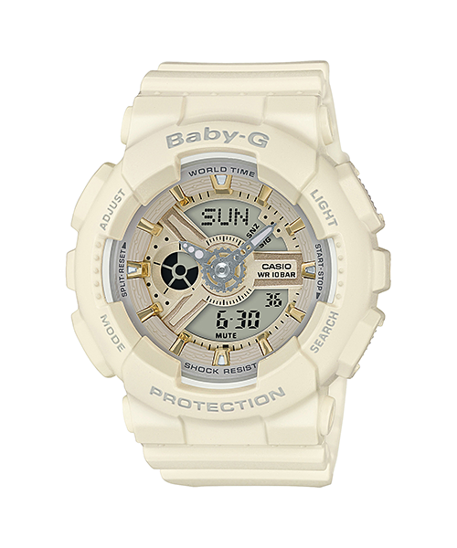 นาฬิกา Casio Baby-G Girl's Generation Gold Attractive Accent series รุ่น BA-110GA-7A2 (สีครีมเบจ) ของแท้ รับประกัน1ปี
