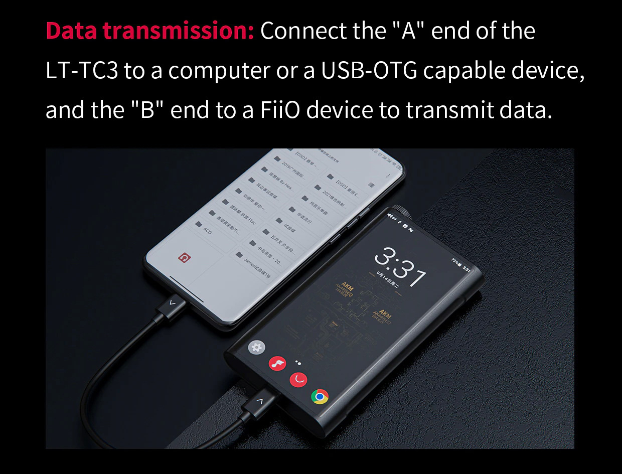 ขาย FiiO LT-TC3 สายชาร์จ/ดาต้า USB-C to USB-C สำหรับ มือถือ Androis ต่อกับ DAP