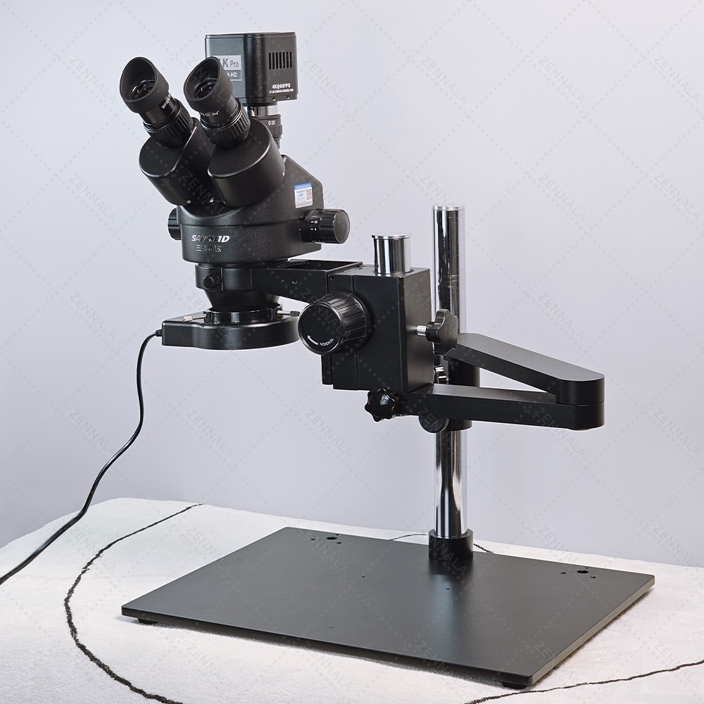 กล้องจุลทรรศน์ แบบมีแขน 360 องศา SANQTID trinocular stereo 7-45x กล้อง 4K รุ่น ZRA-45-4K