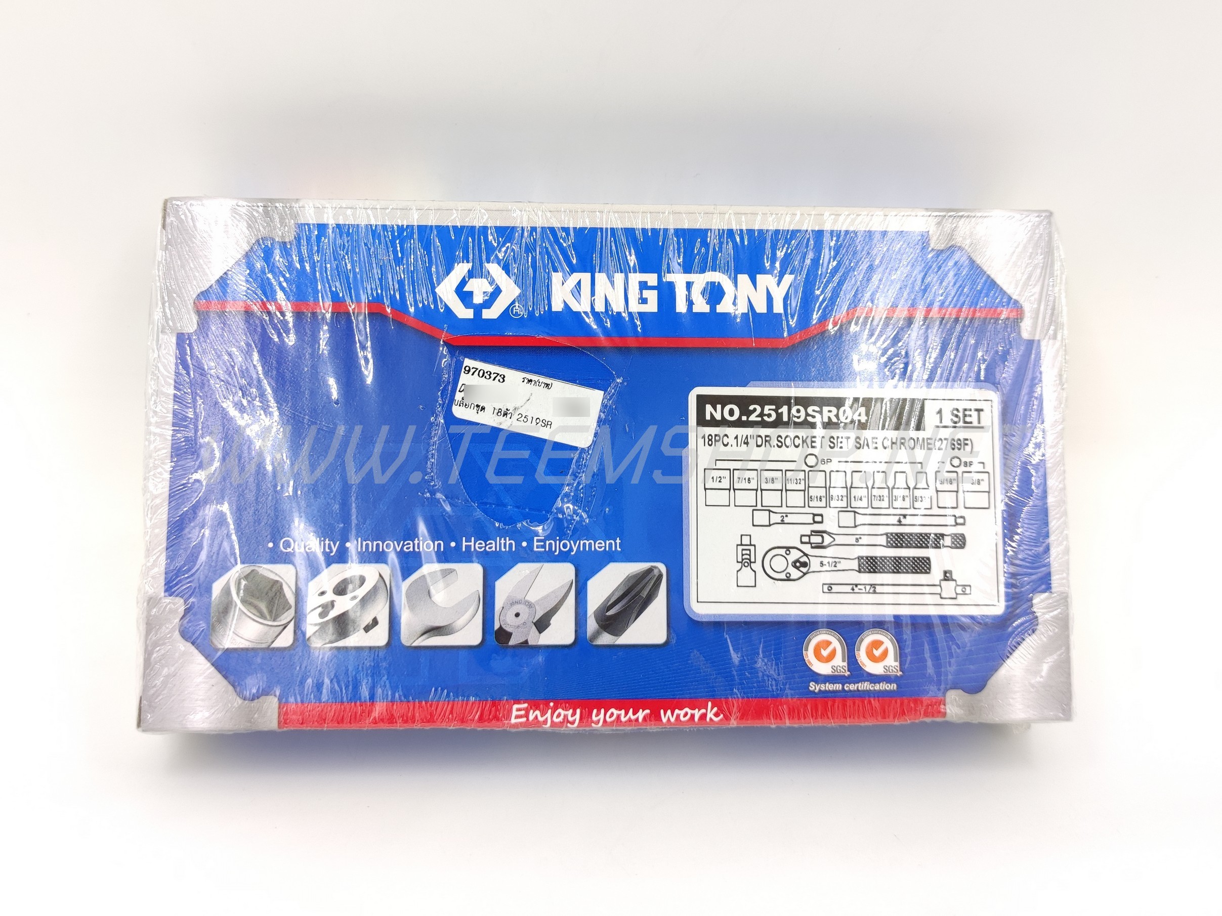 KINGTONY บล็อกชุด 1/4" 18ตัวชุด NO.2519SR (ระบบนิ้ว) Made in Taiwan