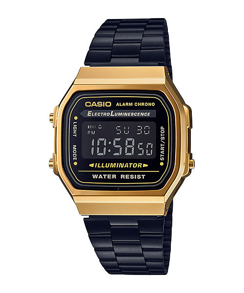นาฬิกา คาสิโอ Casio STANDARD DIGITAL Vintage Black&Gold รุ่น A168WEGB-1B (ไม่มีขายในไทย) ของแท้ รับประกัน 1 ปี