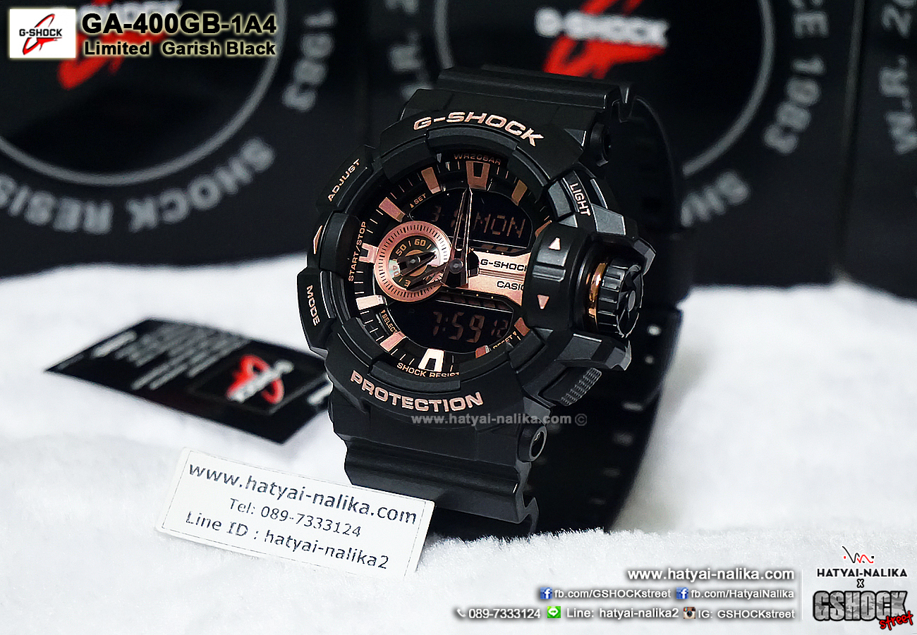 นาฬิกา Casio G-Shock Limited Garish Black & Gold Series รุ่น GA-400GB-1A4 สีดำพิ้งค์โกลด์ ของแท้ รับประกัน1ปี
