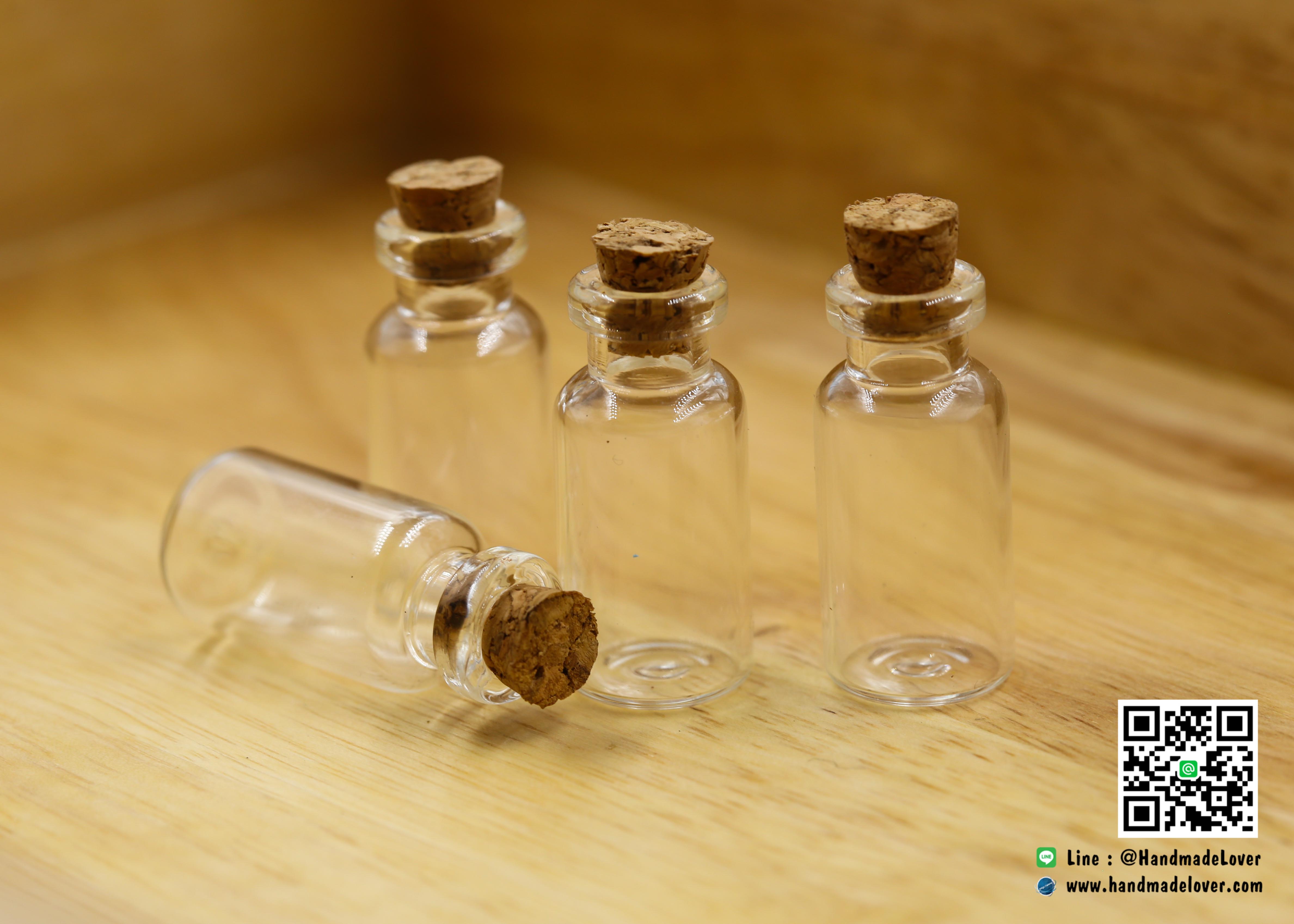 ขวดแก้วจิ๋ว ขนาด 15 x 35 มม. (3.6 ml) (ฝาจุกไม้ก๊อก) [มีราคาส่ง]